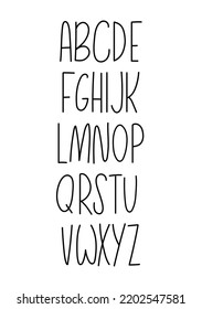 Simple Doodle hand drawn kids alphabet.  Hand drawn letters for kids books,fabric,  posters, postcard typography