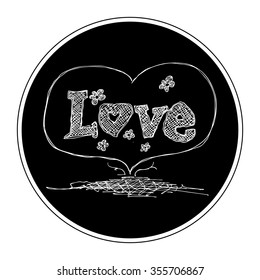 Simple doodle of a hand drawn love heart design