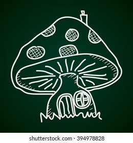 Simple doodle of a hand drawn mushroom