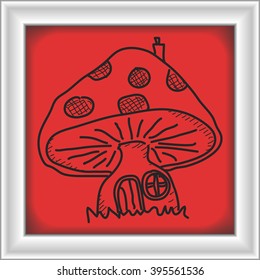 Simple doodle of a hand drawn mushroom