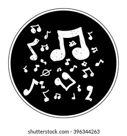 Simple doodle of a hand drawn music notes