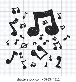 Simple doodle of a hand drawn music notes