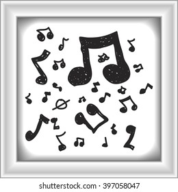 Simple doodle of a hand drawn music notes