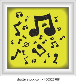 Simple doodle of a hand drawn music notes