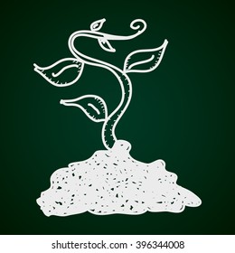 Simple doodle of a hand drawn plant growing