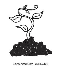 Simple doodle of a hand drawn plant growing