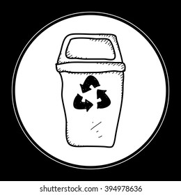 Simple doodle of a hand drawn recycling bin