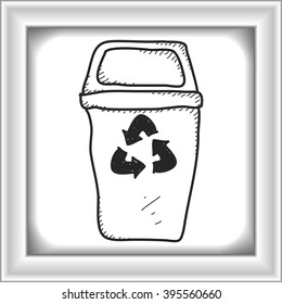 Simple doodle of a hand drawn recycling bin