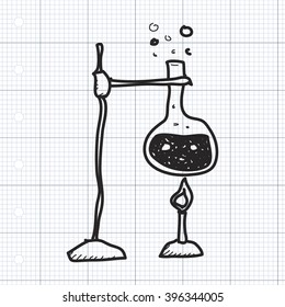 Simple doodle of a hand drawn science experiment