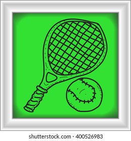 Simple doodle of a hand drawn tennis racket