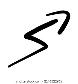 simple doodle hand drawn thunder curve arrow vector outline icon illustration