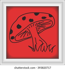 Simple doodle of a hand drawn toadstool