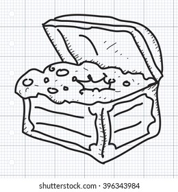 Simple doodle of a hand drawn treasure chest