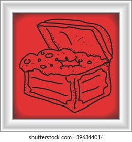Simple doodle of a hand drawn treasure chest