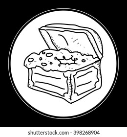 Simple doodle of a hand drawn treasure chest