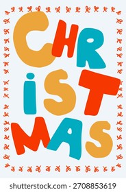 Simple Doodle Dibujado a mano Navidades enmarcadas Tipografía de palabras