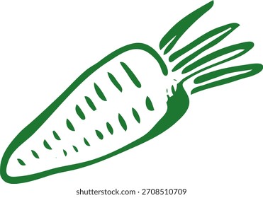 Simple Doodle Hand-Drawn Single Carrot Vegetable Sketch