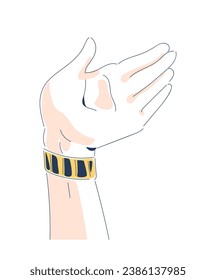Simple doodle hands concept. Arm with bracelets. Poster or banner. Minimalistic creativity and art. Fashion and style. Cartoon flat vector illustration isolated on white background