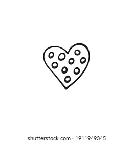 Simple doodle heart. Hand drawn heart isolated on white background. Valentine's Day symbol. Vector illustration.
