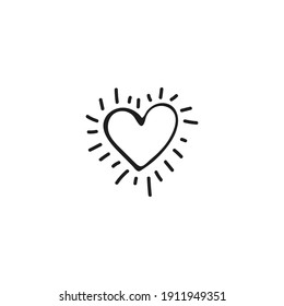 Simple doodle heart. Hand drawn heart isolated on white background. Valentine's Day symbol. Vector illustration.