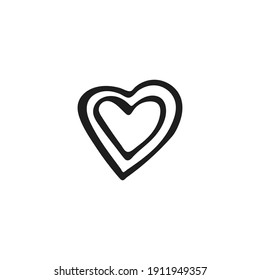 Sencillo corazón de garabato. El corazón dibujado a mano aislado en un fondo blanco. Símbolo de San Valentín. Ilustración vectorial.