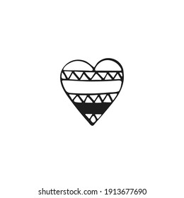 Sencillo corazón de garabato. El corazón dibujado a mano aislado en un fondo blanco. Símbolo de San Valentín. Ilustración vectorial.
