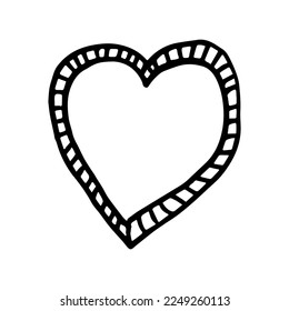 Einfaches doodle Herz. Handgezeichnetes Herz einzeln auf weißem Hintergrund. Valentinstag-Symbol. Vektorgrafik.