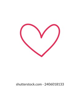 Simple doodle heart. Hand drawn heart shaped contour. Vector illustration