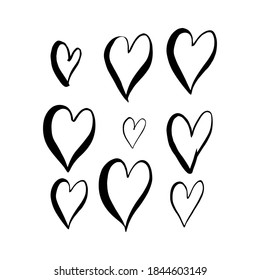 Simple doodle heart for valentine's day. Hand drawn heart, isolated on white backdrop. Vector illustration for  cards, posters, wrapping and design. 