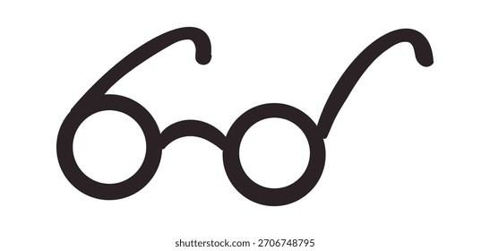 Ícone de óculos simples de doodle, mão desenhada em estilo de arte de linha mínima. Ilustração em preto e branco bonito perfeito para projetos de educação, leitura, moda ou design.