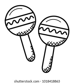 
A simple doodle icon of a musical instrument known as maracas

