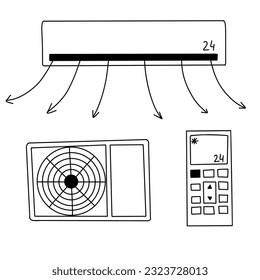 Simple Doodle Ilustración Acondicionador de aire Refrigeración