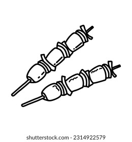 Simple doodle illustration of barbecue. street food on skewers illustration

