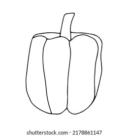 A simple doodle illustration of bright juicy sweet pepper. Sweet Bulgarian pepper