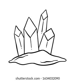 Simple doodle illustration of a crystal cluster. 