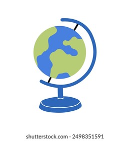 A simple doodle illustration of a geography world globe. Back to school icon.