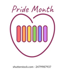 simple doodle illustration heart with rainbow in vector. image for posters, stickers, logo, cards, invitations