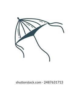 Simple doodle illustration of kite clip art. Monochrome sketch of flying stylized kite, vector graphics