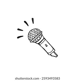 Simple Doodle Illustration of Microphone for Singing