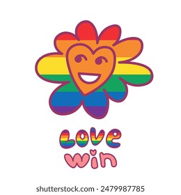 simple doodle illustration rainbow flower lgbt pride in vector. image for posters, stickers, logo, cards, invitations