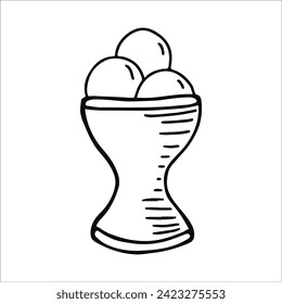 Simple Doodle Illustration of Scoops of Ice Cream in a Sundae Glass