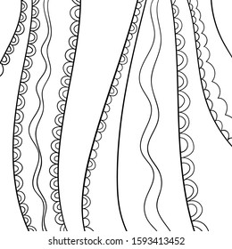 Simple doodle illustration with small decor. Black line drawing on white isolated background.