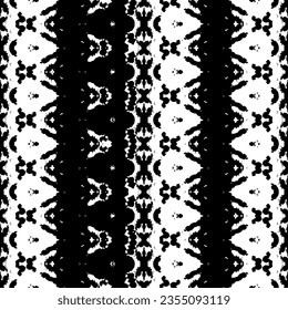 Simple Doodle Pattern. Black Color Ethnic Boho Vector. Black Colour Ink Scribble Texture. Abstract Geo Art Batik. Doodle Native Art Pattern. Native Dark Doodle Batik. Abstract Ink Tribal Repeat