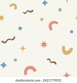 Simple doodle pattern. Childish seamless pattern design for decor textile, wrapping paper, wallpaper and more. 