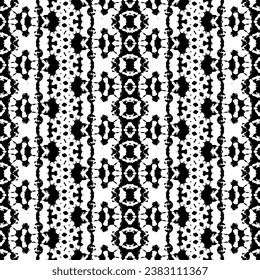 Simple Doodle Pattern. Seamless Wavy Art Print. Ethnic Ink Doodle Batik. Black Color Native Ink Vector. Black Colour Dark Scribble Textile. Doodle Design Dark Pattern. Abstract Ink Tribal Vector