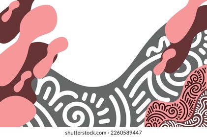 Simple doodle in peach, grey and brown. Hand drawn spiral doodle. Doodle for item landpage, wallpaper, wall decor, or any design item and any purposes.