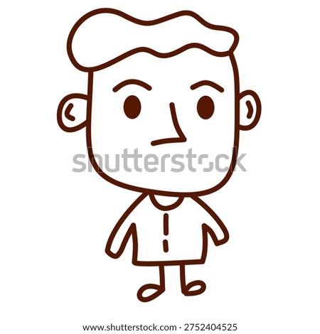 simple doodle of person with short brown hair and neat clothing style