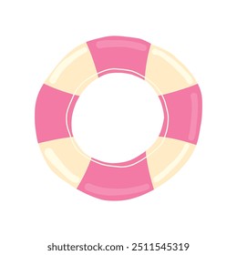 Simple doodle of a pink and white lifebuoy, perfect for safety-themed articles, water rescue content, and summer swimming pool accessories. Ideal for vacation safety tips.