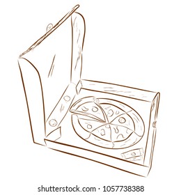 Simple Doodle of Pizza in Cardboard
