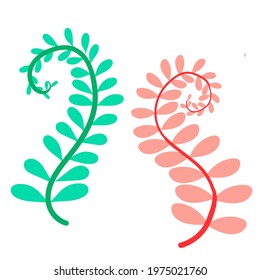 Simple doodle of a plant. Leaf from a tree. Vector illustration isolated on white background. hand-drawn.